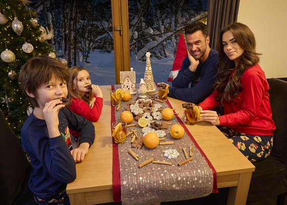 Cornette Teddy 594/186, 592/186 – dziewczęca piżama świąteczna czerwona, bawełna