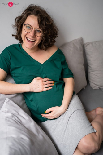 Tummy spódnica ciążowa z dzianiny w prążki Milk&Love dusty cedar