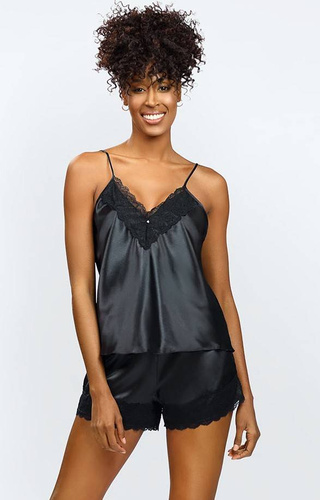 Piżama Damska Satynowa Hawa DKaren - czarny