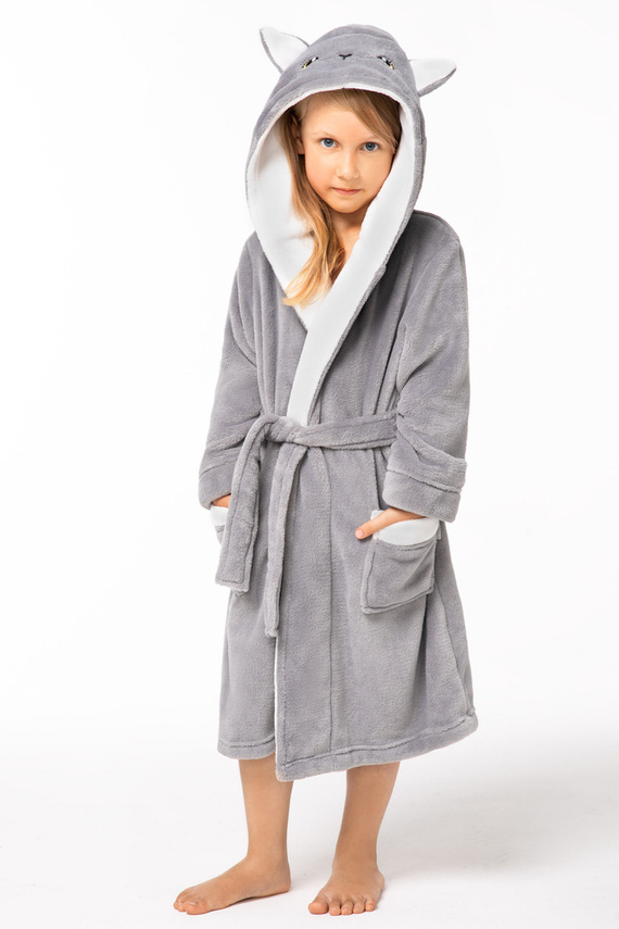 Szlafrok dziecięcy Kitten Kids Delfino Envie grey