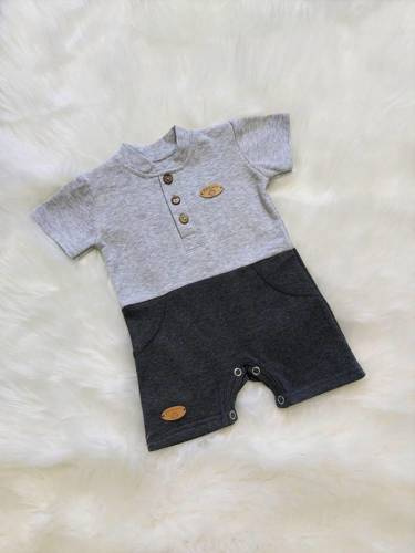 Rampers pajac letni "Mieszko" Bambarillo szary-grafitowy