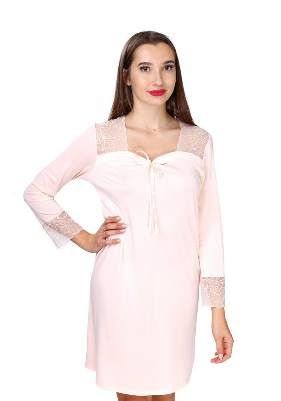 Koszula nocna długi rękaw 86121 Delice Mewa łososiowy