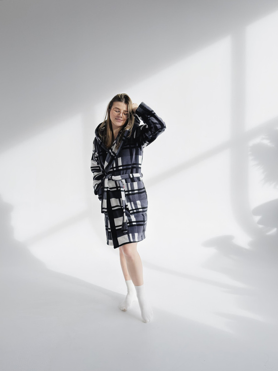 Szlafrok Kocyk 031 De Lafense – miękki polarowy szlafrok dla kobiet, które kochają przytulność, szary