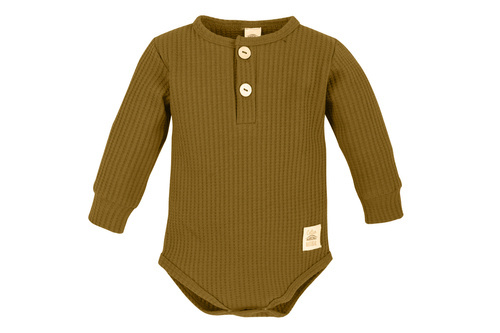 Body polo z długim rękawem "Natural Waffel " Makoma golden brown