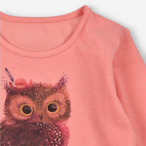 Lagarto Verde bluzka dla dziewczynki z długim rękawem łososiowa – modna, bawełniana, trwała