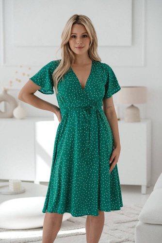 Sukienka do karmienia krótki rękaw Milk Shake Milk&Love zielona w groszki