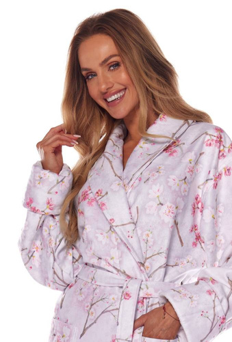 Długi Szlafrok Damski Fida 2216 L&L -niebieski