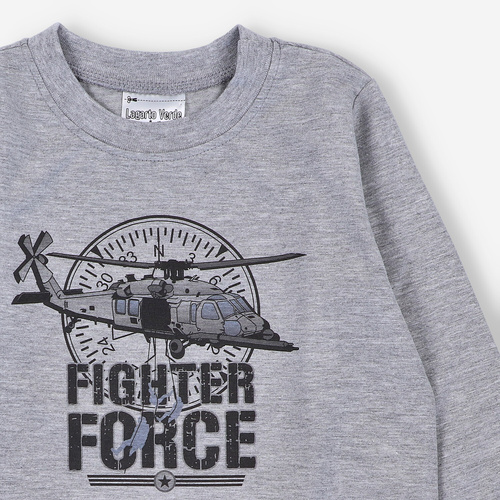 Lagarto Verde bluzka dla chłopca z długim rękawem szara– bawełniana, wygodna, trwała