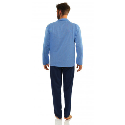 Bawełniana piżama męska, rozpinana 2210/15 Sesto Senso - granatowy