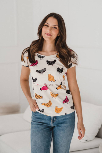 Bluzka do karmienia i ciążowa z krótkim rękawem Milk Shirt Milk&Love kurka domowa