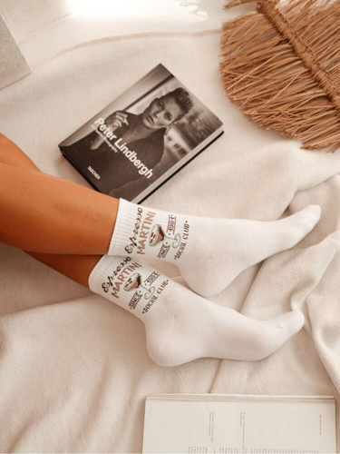 0200-156 Espresso Martini Skarpety damskie Milena -białe