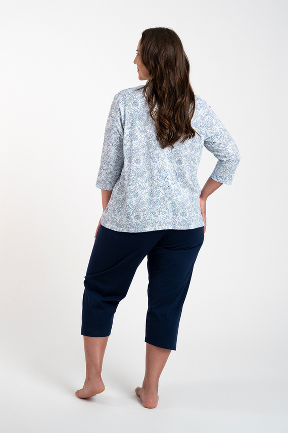 Piżama Damska 3/4 rękaw, 3/4 spodnie Antonia Italian Fashion - druk niebieski/granatowy