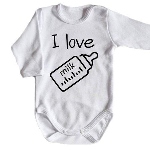 Body długi rękaw "I love milk" Moocha biały
