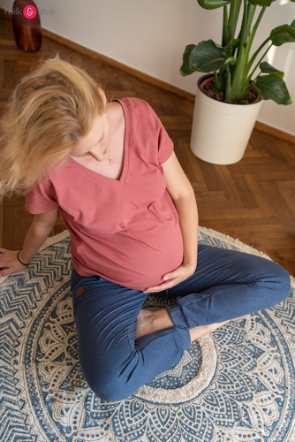 Bluzka ciążowa i do karmienia z krótkim rękawem Two Ways Milk&Love dusty cedar