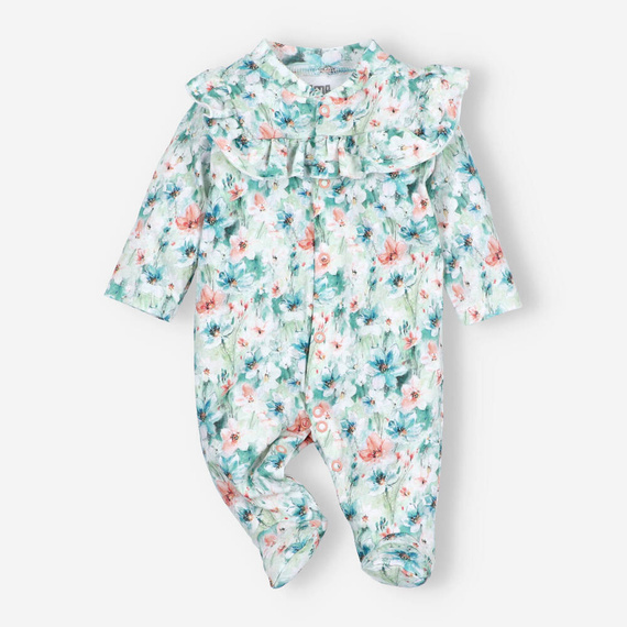 Pajacyk z bawełny organicznej Flowers Nini druk