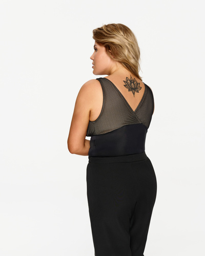 Lupoline 258 – eleganckie body damskie z siatką i efektownym dekoltem