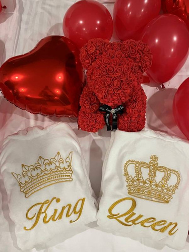 Szlafrok męski King + Korona ByShelly - biały/złoty