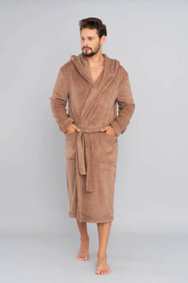 Szlafrok męski z kapturem Mimas Italian Fashion- granat