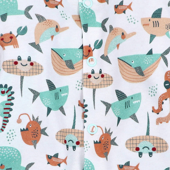 Kaftanik niemowlęcy z bawełny organicznej Morskie Zwierzątka Nini druk