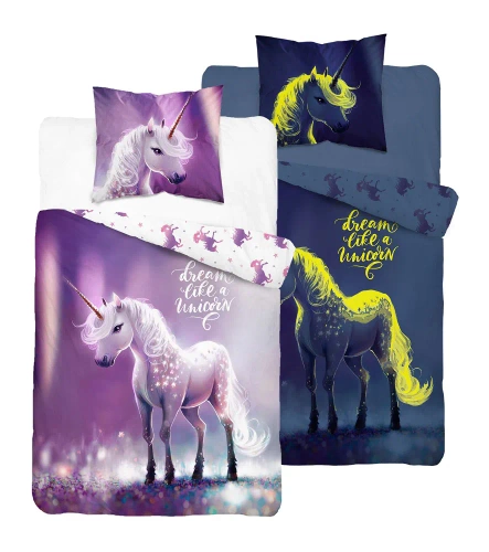 Pościel bawełniana świecąca w ciemności 4638 A Fluo 35 Jednorożec Detexpol  