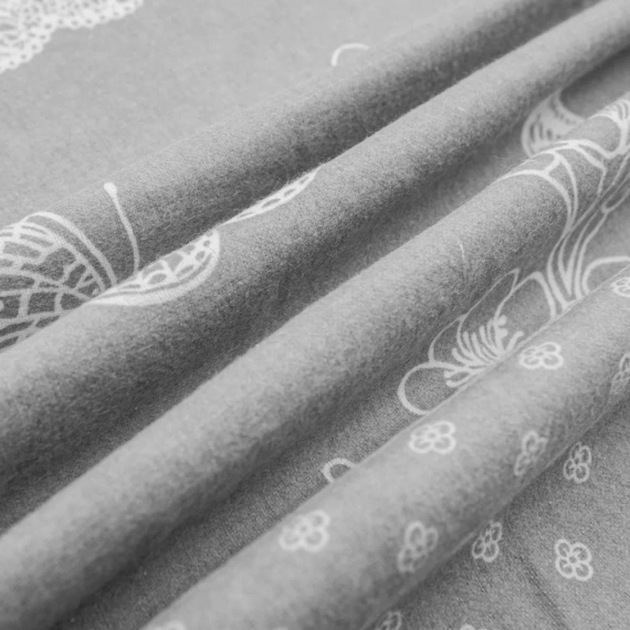 Pościel flanelowa kwiaty 31503/2 Darymex szary