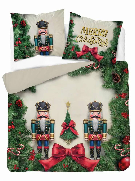 Pościel świąteczna 5300 A dziadek do orzechów Detexpol kremowy