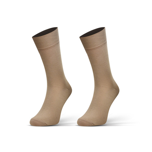 Classic Skarpety męskie klasyczne Sesto Senso garniturowe beżowy gładki