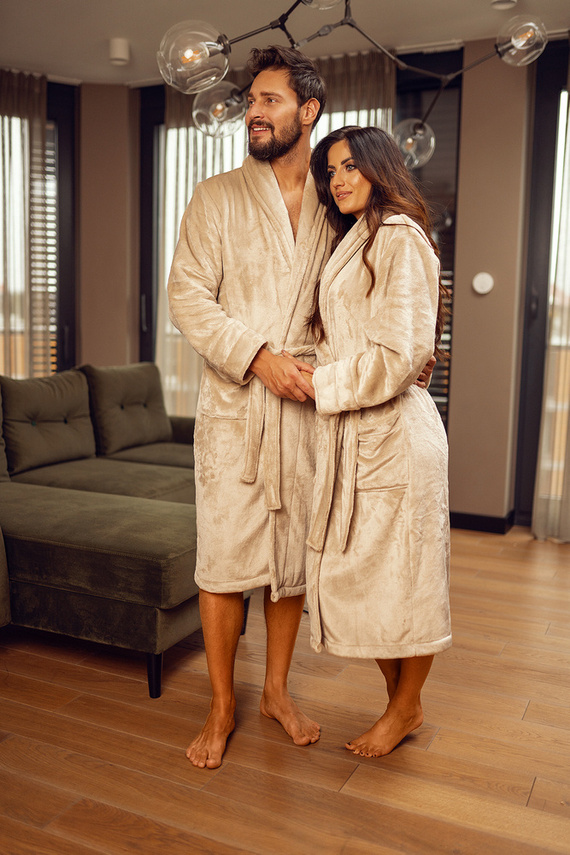 Szlafrok damski polarowy Elen ByShelly - beżowy