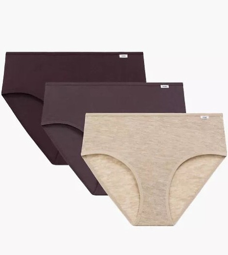 Atlantic Maxi 3CLP-011/Z25 – Figi damskie, bawełniane, 3-pak-beżowy-wino-fioletowy