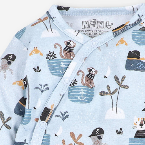 Body kopertowe z bawełny organicznej Piraci Nini niebieski 