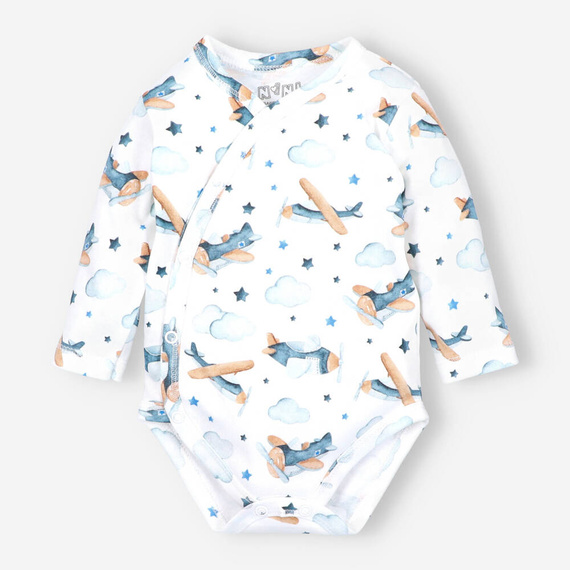 Komplet niemowlęcy z bawełny organicznej Samoloty Nini granatowy