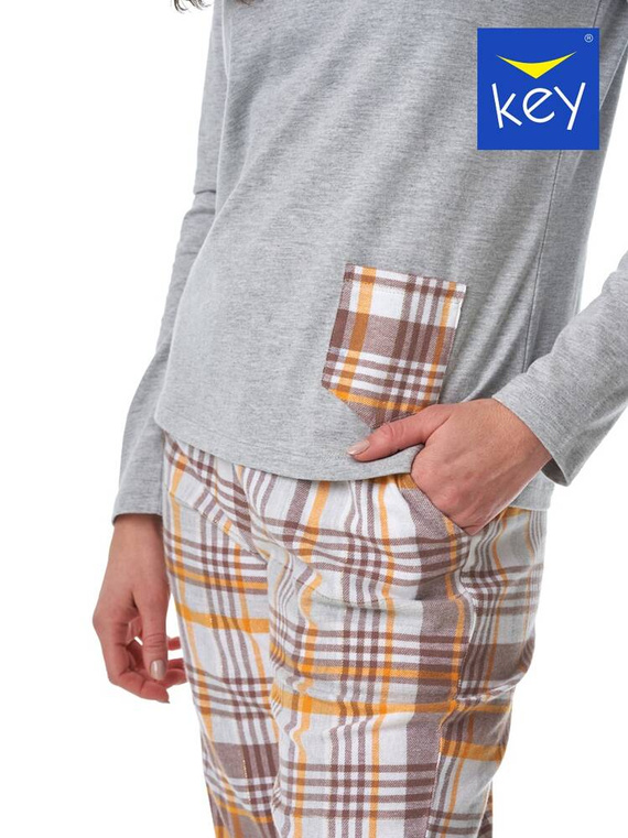 Rozpinana Piżama Damska LNS 458 Key - szary melanż