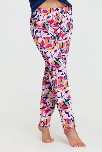 Piżama damska 7 Senizo granatowy kwiaty