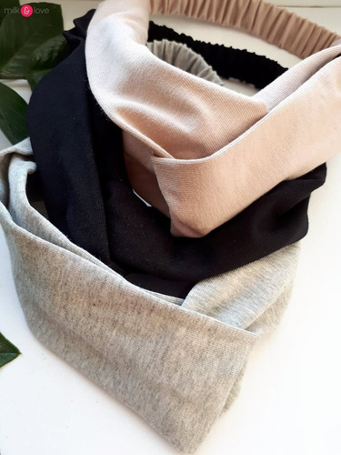 Opaska do włosów na gumce Milk&Love szary melanż