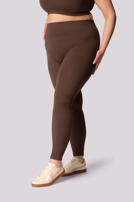 Legginsy damskie prążek Ribbed Mona caffe
