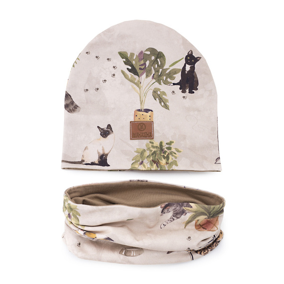 Meow Stories czapka dziecięca+ komin - Makaszka