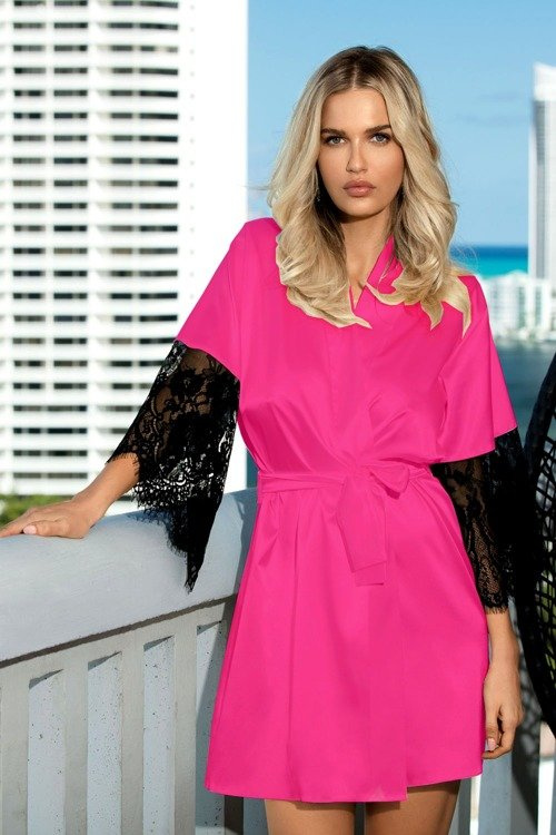 Dagmara Satynowy Szlafrok Damski DKaren - błękit