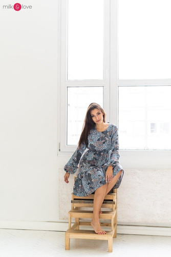 Sukienka ciążowa i do karmienia Lovely Dress Milk&Love granatowa w print