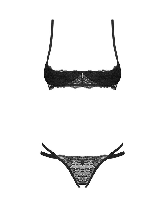 Komplet 2-częściowy biustonosz i stringi Nutris Obsessive - czarny