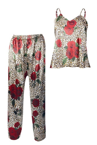 Piżama Damska Satynowa Flowers  DKaren - DK-KI 1 granatowy