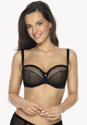 Biustonosz Full Cup BS 1071 Caroline Gaia - czarny/beżowy