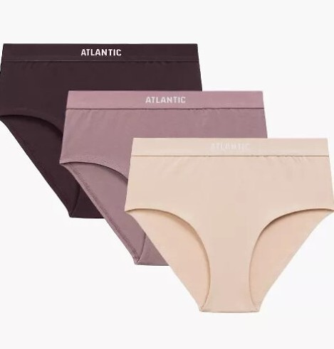 Atlantic Maxi Sport 3CLP-009/Z25 – Figi damskie, bawełna, 3-pak-różowy-wino-beżowy