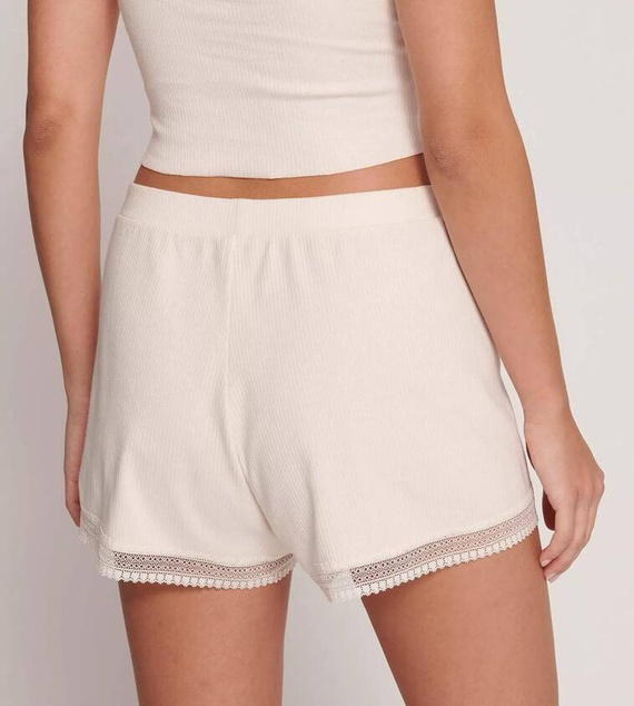 Krótkie spodenki piżamowe GO Ribbed Short Sloggi - Angora
