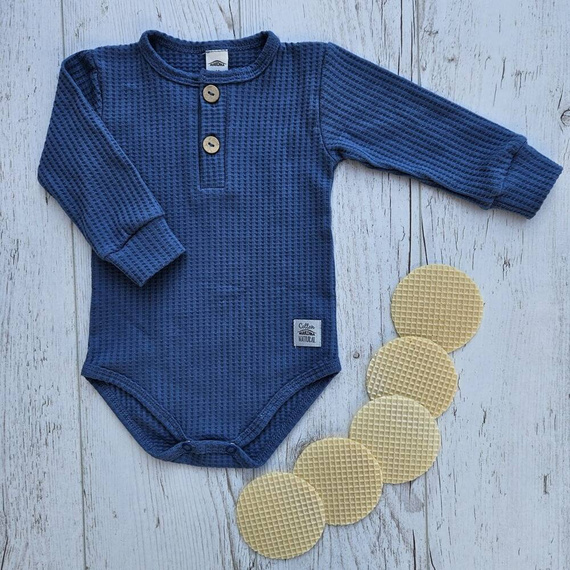 Body polo z długim rękawem "Natural Waffel " Makoma denim