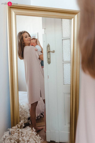 Bambusowa koszula nocna ciążowa i do karmienia Moon Milk&Love eukaliptus