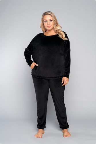 Komplet Damski dł. rękaw, dł. spodnie Juga Italian Fashion czarny 