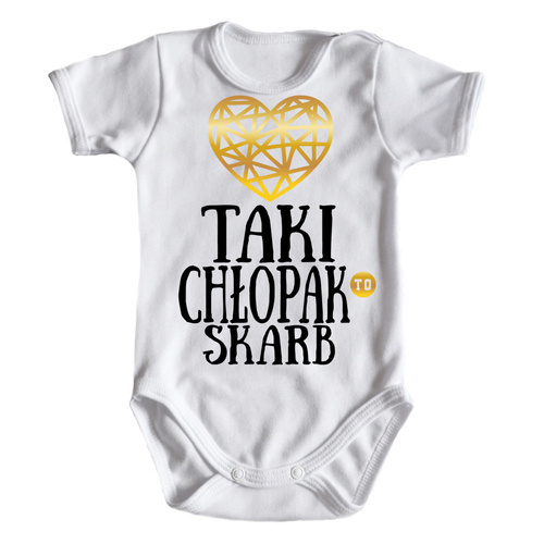 Body krótki rękaw "TAKI CHŁOPAK TO SKARB" Moocha biały