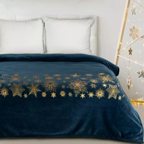 Koc świąteczny gwiazdki Joy 3 Eurofirany granatowy