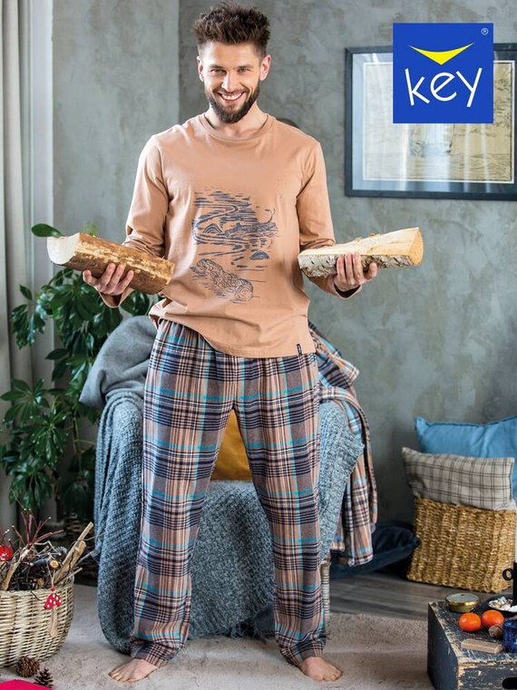  Piżama Męska MNS 421   Key beżowy