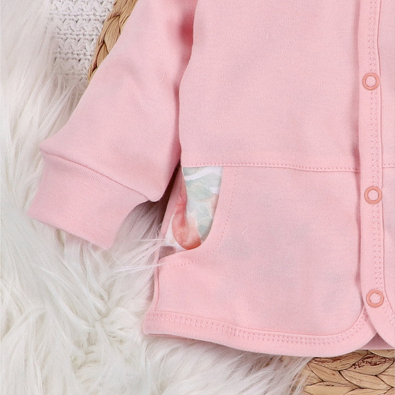 Bluza dresowa z bawełny organicznej Kolorowe kwiatki Nini różowy